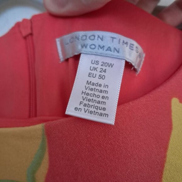 NWT London Times Dress Women's 20W Plus Size Midi Floral Tropical Summer Beach - Picture 9 of 14